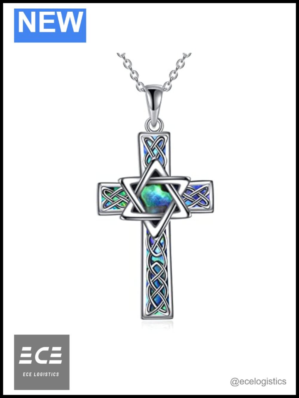 Sterling Silver Celtic Cross Necklace Star of David Pendant Religious Jewelry